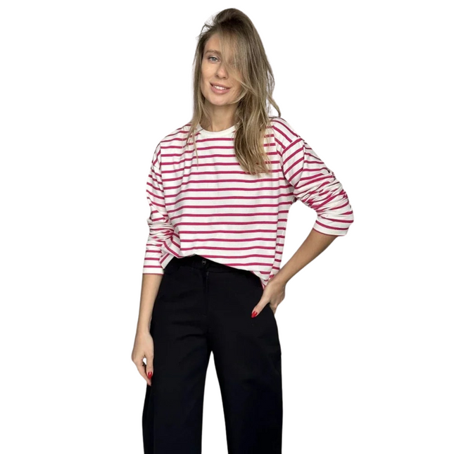 GIANNA | Women’s Striped Long Sleeve Top | Relaxed Fit Casual Tee | Effortless Style