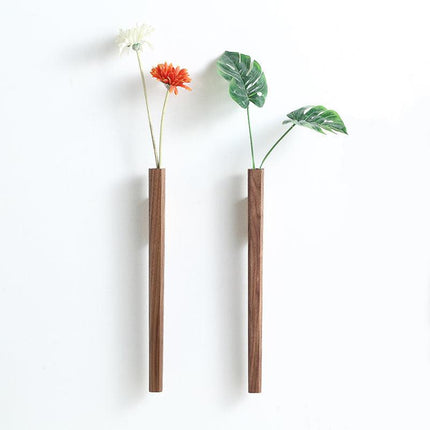 Handcrafted Wooden Spear Wall Vase | Rustic Decor | Includes Watertight Glass Vial | Available in Beech and Walnut | Includes Wall Mount Kit | H 41 cm x W 3.5 cm | Perfect for Flowers or Decorative Items