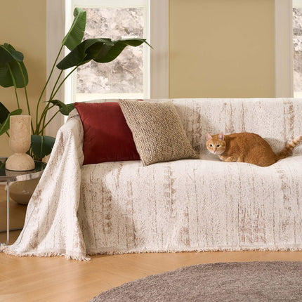 Almond Crest Sofa Protector | Chenille Fabric | Full Coverage Sofa Shield | Neutral Stylish Design | Lounging Comfort | Protects from Pet Fur & Stains | Machine Washable | Fade & Pill Resistant