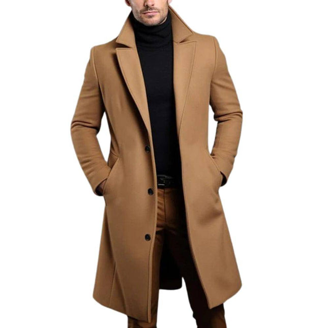 Armoire Melbourne Mid-Length Men's Trench Coat | High-Quality Material | Notch Lapel | Single-Breasted Closure | Tailored Fit | Versatile for Formal, Casual, or Workwear | Elegant Winter Outerwear