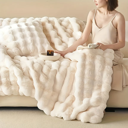 Luxurious Rabbit Fleece Blanket | Hypoallergenic & Tear-Resistant | Plush Comfort for Bed, Sofa & Office | All-Season Warmth | Modern Polka Dot Design | Perfect for Home & Travel
