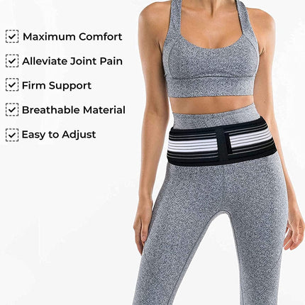 Adjustable Lumbar Compression Belt | Pain Relief for Lower Back, Sciatica & Hips | Durable Neoprene with Anti-Slip Silicone Strips | Breathable Design for Daily Wear | One Size Fits Most | Black