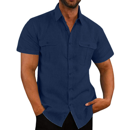 Men's Linen Blend Shirt | Lightweight | Breathable | Relaxed Fit | Button-Down | Soft Texture | Chest Pockets | Summer Fashion | Casual & Semi-Formal | Cool Comfort | Versatile Style