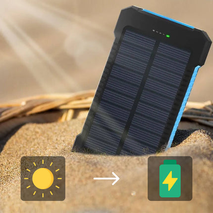 Solar Power Bank | 500,000mAh Capacity | Waterproof IP44 | Dual USB Ports | LED Flashlight | Lightweight Portable Charger | Smart Protection | Universal Charging for Devices