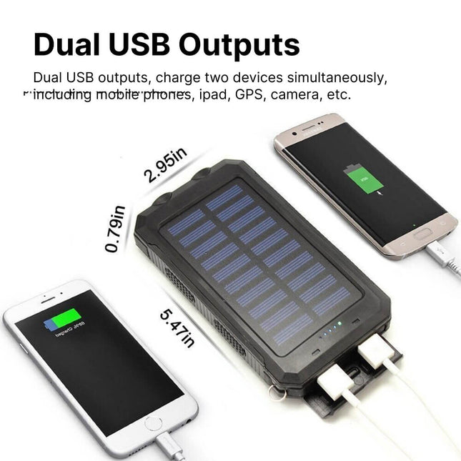 Solar Power Bank | 500,000mAh Capacity | Waterproof IP44 | Dual USB Ports | LED Flashlight | Lightweight Portable Charger | Smart Protection | Universal Charging for Devices