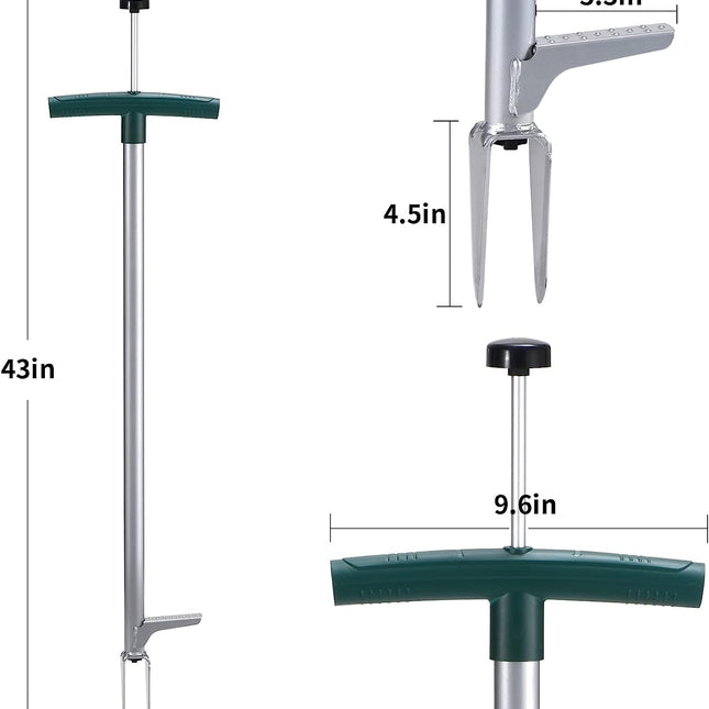 Upgraded Manual Standing Weed Puller | 43" Long Handle | High Duty Stainless Steel for Easy Weed Removal | Efficient Weeder Claw Tool for Dandelions, Thistles, Crabgrass | Soil Aeration | Ergonomic Gardening Tool