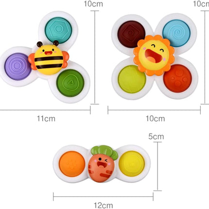 Suction Cup Spinning Top Toy | Baby Sensory Fidget Toy | Cartoon Animal Design | Bright Colors | High-Quality ABS & Silicone | Safe BPA-Free | Educational | Improves Motor Skills & Hand-Eye Coordination | Ages 6m+