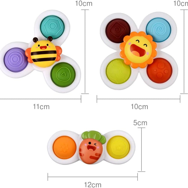 Suction Cup Spinning Top Toy | Baby Sensory Fidget Toy | Cartoon Animal Design | Bright Colors | High-Quality ABS & Silicone | Safe BPA-Free | Educational | Improves Motor Skills & Hand-Eye Coordination | Ages 6m+