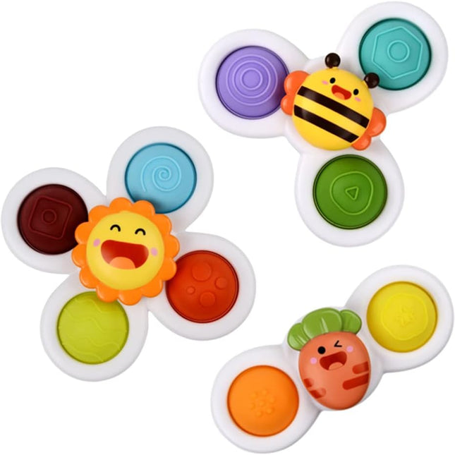 Suction Cup Spinning Top Toy | Baby Sensory Fidget Toy | Cartoon Animal Design | Bright Colors | High-Quality ABS & Silicone | Safe BPA-Free | Educational | Improves Motor Skills & Hand-Eye Coordination | Ages 6m+