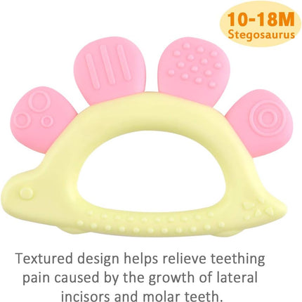 Dinosaur-Themed Infant Rattles | 5 Pc Set with Sensory Teethers | Baby Development Toy | Brightly Colored Shakers | Age-Specific Design | Silicone Teething Relief | Unisex Gift Option