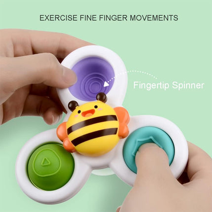 Suction Cup Spinning Top Toy | Baby Sensory Fidget Toy | Cartoon Animal Design | Bright Colors | High-Quality ABS & Silicone | Safe BPA-Free | Educational | Improves Motor Skills & Hand-Eye Coordination | Ages 6m+