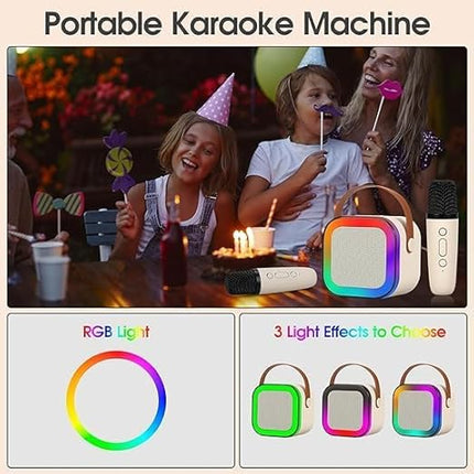 Portable Bluetooth Karaoke Speaker | Wireless Microphone | Compact & Powerful Audio | RGB LED Lights | Voice-Changing Modes | TF Card & USB Compatible | 2000mAh Battery | 3-4 Hours Playtime | Easy Connection