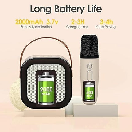 Portable Bluetooth Karaoke Speaker | Wireless Microphone | Compact & Powerful Audio | RGB LED Lights | Voice-Changing Modes | TF Card & USB Compatible | 2000mAh Battery | 3-4 Hours Playtime | Easy Connection