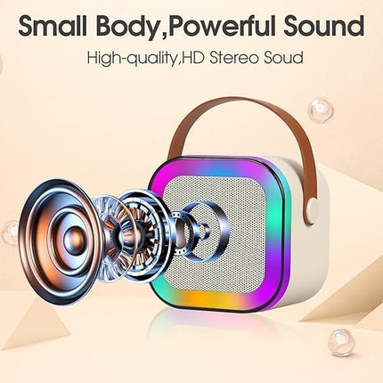 Portable Bluetooth Karaoke Speaker | Wireless Microphone | Compact & Powerful Audio | RGB LED Lights | Voice-Changing Modes | TF Card & USB Compatible | 2000mAh Battery | 3-4 Hours Playtime | Easy Connection