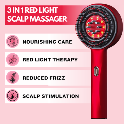 3-in-1 Scalp Massager Comb | Red Light Therapy | Detangling Brush | Head Scratcher | Stress Relief & Improved Hair Vitality | Ergonomic Design | Soothing, Refreshing, Relaxing Modes | Ultimate Scalp Care Tool