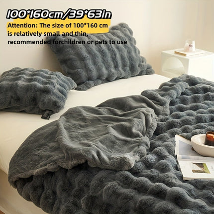 Double-Sided Faux Rabbit Fleece Blanket | Soft Plush Comfort for Bedroom, Living Room & Travel | Cozy All-Season Use