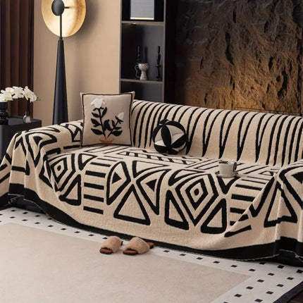 Luxury Sofa Protector | Urban Maze Design | Plush Velvety Texture | Non-Slip | Shields Against Spills, Stains, Pet Hair | Microfibre Blend | Machine Washable | Fit for Various Sofa Sizes