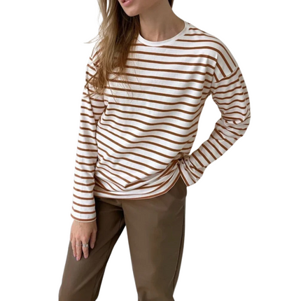 GIANNA | Women’s Striped Long Sleeve Top | Relaxed Fit Casual Tee | Effortless Style