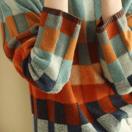 Women's Luxurious Mongolian Cashmere Turtleneck Sweater | Patchwork Design | Ultra-Soft | High Neck | Classic Fit | Vibrant Mélange Details | Cozy Warmth | Hand Wash | Perfect Winter Layer