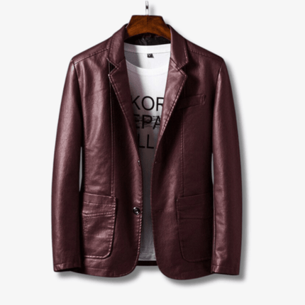 Armoire Melbourne | Men's Premium Leather Jacket | Buttoned Closure | Timeless Design | Comfortable Tailored Fit | Versatile Outerwear | Multiple Pockets | Durable & Stylish | Black | Size Range - Medium to XXL