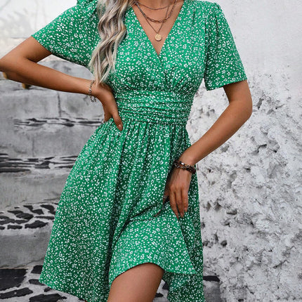 V-Neck Dress for Women | Elegant Casual Style | Versatile Green | S-XL | Perfect for Summer Outings