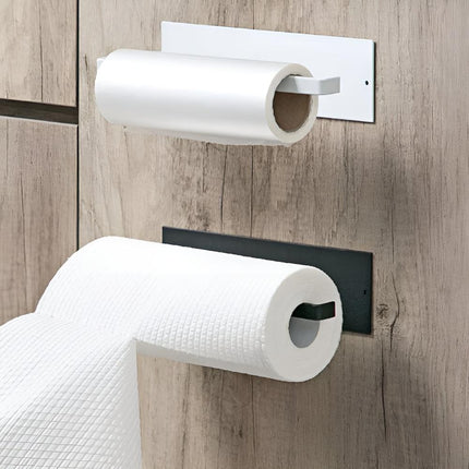 Adhesive Wall-Mounted Paper Towel Holder | No Drilling Required | Space-Saving | Bathroom and Kitchen Organizer | Durable Iron | Easy Installation | Holds Paper Towels, Cutting Boards & Disposable Bags
