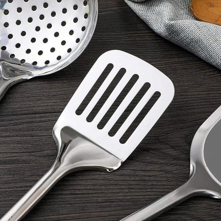 Stainless Steel Kitchen Utensils Set | 5 Pieces | Professional Grade | Ergonomic Handles | Includes Spatula, Ladle, Skimmer | Durable, Rust-Resistant & Heatproof | Dishwasher Safe | Home & Restaurant Use