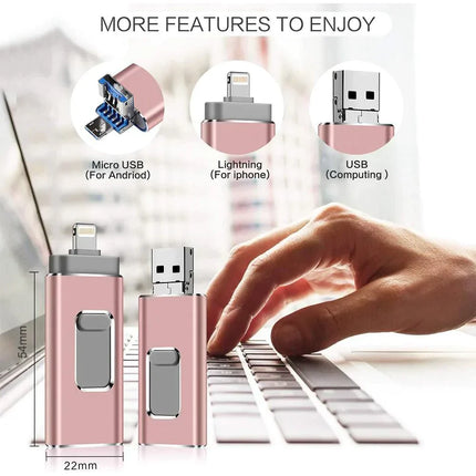 USB Flash Drive | Storage Expansion for iPhone, iPad, Android Smartphones | Multi-Device Compatibility | USB 3.0 & Lightning Connectors | Encrypted File Protection | 8-64GB Options
