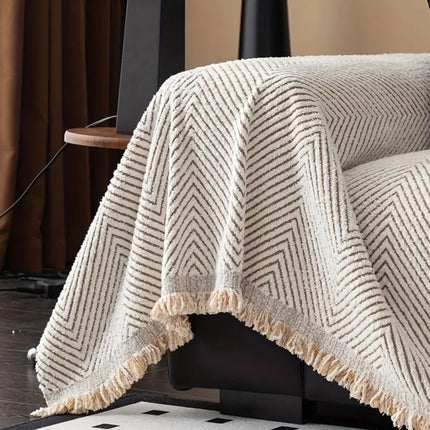 Herringbone Sofa Cover | Stripe Design | Non-Slip Protection | Durable Microfiber | Stain & Spill Resistant | Pet Hair Shield | Secure Fit | Machine Washable | Lightweight Comfort | Home Decor Transform