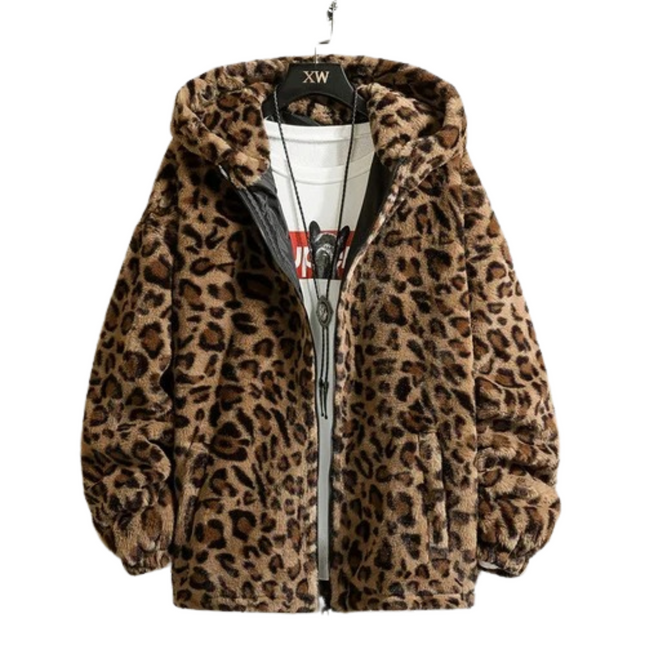 ANDREA | Women's Cotton-Padded Leopard Print Outerwear | Warm & Cozy Relaxed Fit Jacket for Fall & Winter