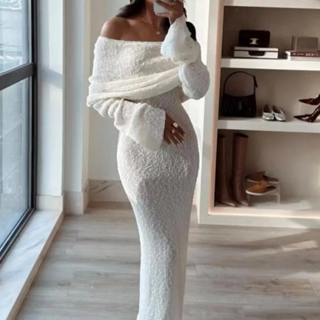 Juliëtte - Off Shoulder Gebreide Maxi Dress - Visconte