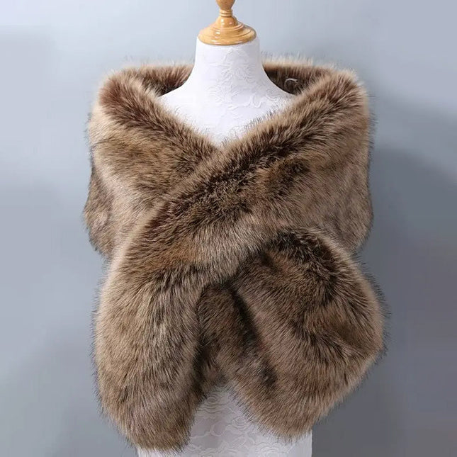 One-Size Plush Faux Fur Shawl | Adjustable Cape | Luxurious & Cozy Wrap | Acrylic Blend | Multiple Colors | Perfect Gift
