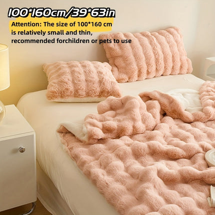 Double-Sided Faux Rabbit Fleece Blanket | Soft Plush Comfort for Bedroom, Living Room & Travel | Cozy All-Season Use