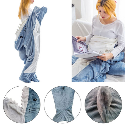 Wearable Shark Blanket | Soft Flannel Fleece | Realistic Design | Egyptian Cotton | Full-Body Cozy Snuggle | Five Sizes for All Ages | Perfect Gift for Sleepovers, Camping & More | Double-Sided Plush Warmth