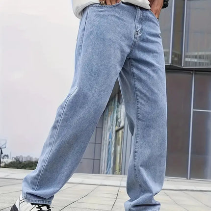 Vintage Straight-Leg Light Washed Men's Denim | Classic Comfort | Mid-Rise Fit | Versatile Style | 100% Cotton | Multiple Sizes | Light-Washed Blue | Durable Everyday Wear | Effortless Casual Look