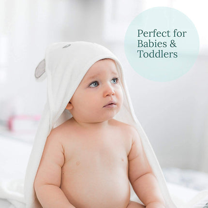 Bamboo Hooded Baby Bath Towel | Soft Ultra Absorbent Double-Layer with Bear Ears | Eco-Friendly for Infants, Toddlers | Thick 500gsm Design for Warmth | 30"x30" Size | Perfect Baby Shower Gift