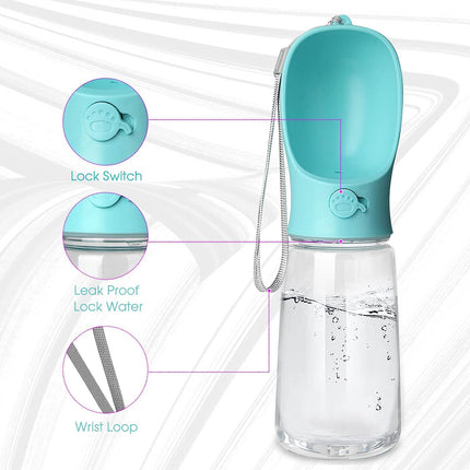 Portable Dog Water Bottle | Leakproof Dispenser with Large Trough | Travel Feeder for Pets | Reusable Water Collection | One-Hand Operation | 19oz Capacity | Safe Food-Grade Plastic | Easy Carry Design