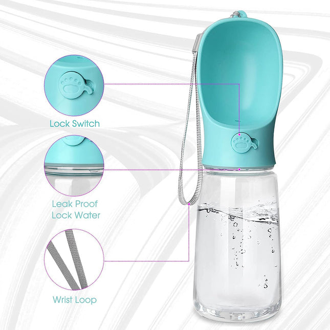 Portable Dog Water Bottle | Leakproof Dispenser with Large Trough | Travel Feeder for Pets | Reusable Water Collection | One-Hand Operation | 19oz Capacity | Safe Food-Grade Plastic | Easy Carry Design