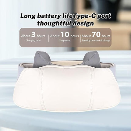 Healing Hands Massager | Neck and Shoulder Pain Relief Device | Two Intensity Modes | Simulated Therapist Techniques | Rechargeable Battery | Low Noise | Portable | Hot Compress | USB Charging | Off White