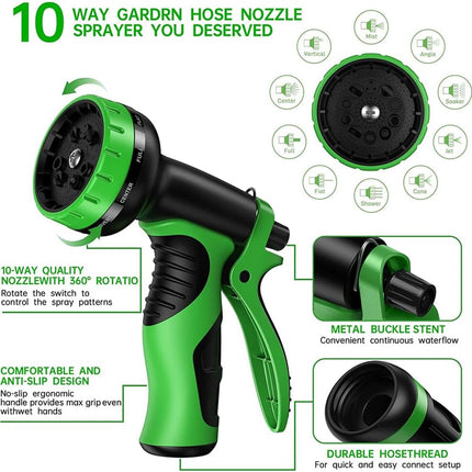 Expandable 100ft Heavy-Duty No-Kink Garden Hose | Double Layer Latex Core | Solid Brass Fittings | Flexible Lightweight Retractable Design | Ideal for Watering, Cleaning, Car Wash, Pet Bathing