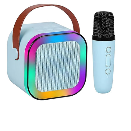 Portable Bluetooth Karaoke Speaker | Wireless Microphone | Compact & Powerful Audio | RGB LED Lights | Voice-Changing Modes | TF Card & USB Compatible | 2000mAh Battery | 3-4 Hours Playtime | Easy Connection