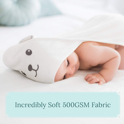 Bamboo Hooded Baby Bath Towel | Soft Ultra Absorbent Double-Layer with Bear Ears | Eco-Friendly for Infants, Toddlers | Thick 500gsm Design for Warmth | 30"x30" Size | Perfect Baby Shower Gift