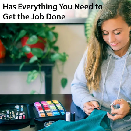 Sewing Kit | Mixed Colors | Comprehensive 98-Piece Set | Compact Case | Threads | Needles | Seam Ripper | Scissors | Travel-Friendly | Ideal for Home and Travel Repairs | Quality Tools for Quick Fixes