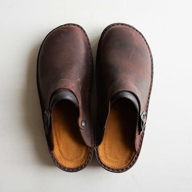Lorenzo Men's Leather Comfort Slippers | Orthopedic Design | Durable & Supportive | Everyday Casual Wear | High-Quality Leather | Non-Slip Rubber Sole | All-Season Comfortable Footwear for Men