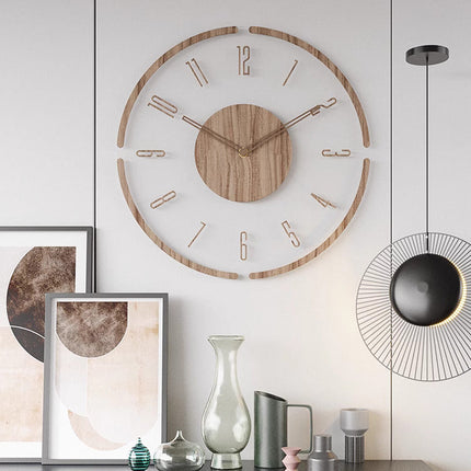 WOODLINE | Sleek Modern Wall Clock | Minimalist Design | Wooden Frame | Silent Movement | Clear Dial | Elegant Home Decor
