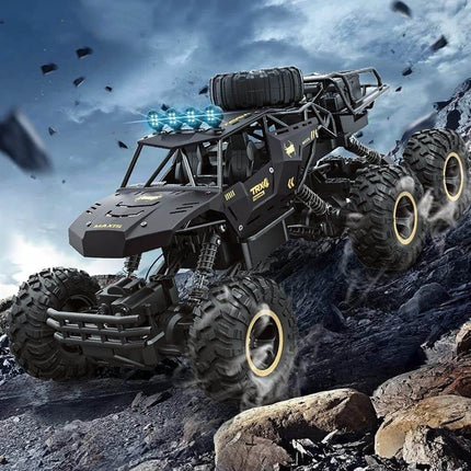 1:12 Scale 6-Wheel RC Monster Truck | Off-Road Capability | Advanced 2.4GHz Technology | Shock Absorbers | Non-Slip Tires | High Speed 52 km/h | USB Rechargeable Battery | Black & Gold Options