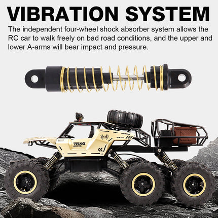 1:12 Scale 6-Wheel RC Monster Truck | Off-Road Capability | Advanced 2.4GHz Technology | Shock Absorbers | Non-Slip Tires | High Speed 52 km/h | USB Rechargeable Battery | Black & Gold Options