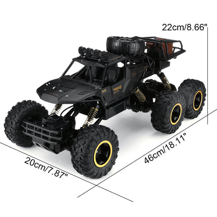 1:12 Scale 6-Wheel RC Monster Truck | Off-Road Capability | Advanced 2.4GHz Technology | Shock Absorbers | Non-Slip Tires | High Speed 52 km/h | USB Rechargeable Battery | Black & Gold Options