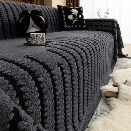 Plush Microfiber Tufted Sofa Protector | Vintage-Inspired | Thick & Warm | Non-Slip Grip | Machine Washable | Fits Sofas, Loveseats, Sectionals | Adds Comfort & Style | Symmetrical Linear Pattern