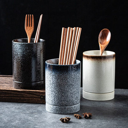 Ceramic Base Japanese-Style Utensil Holder | Kitchen Countertop Organizer | Elegant Storage for Cooking Utensils | Space-Saving Decorative Solution | Ideal for Culinary Enthusiasts